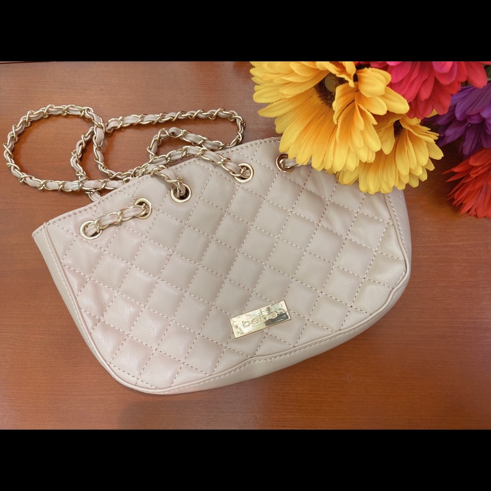 BEBE nude quilted purse